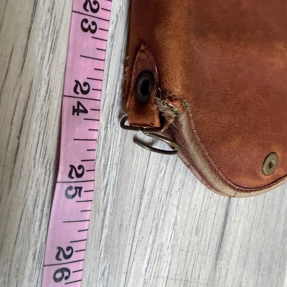 Vintage Brown Leather Sewing/Tie Case Green Canvas Organizer H.A. Giddings